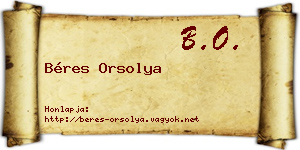 Béres Orsolya névjegykártya